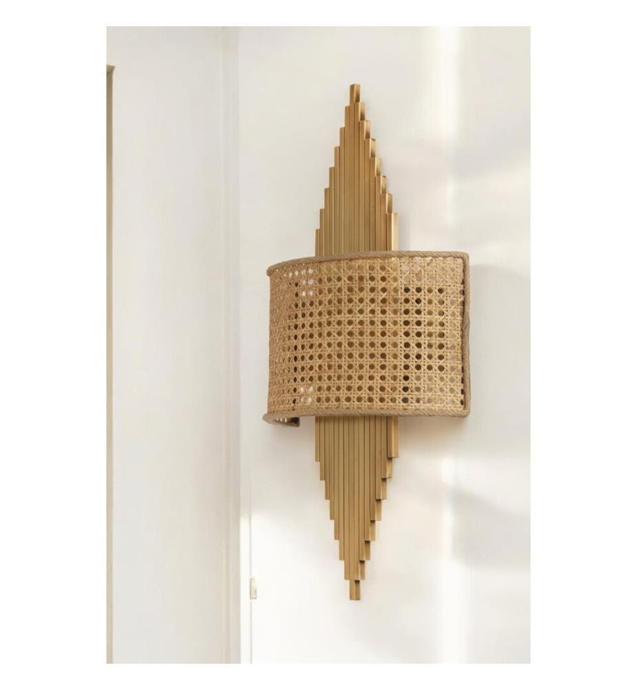 Applique murale, dorée, beige, CORPS EN MÉTAL, CAPUCHON EN TISSU