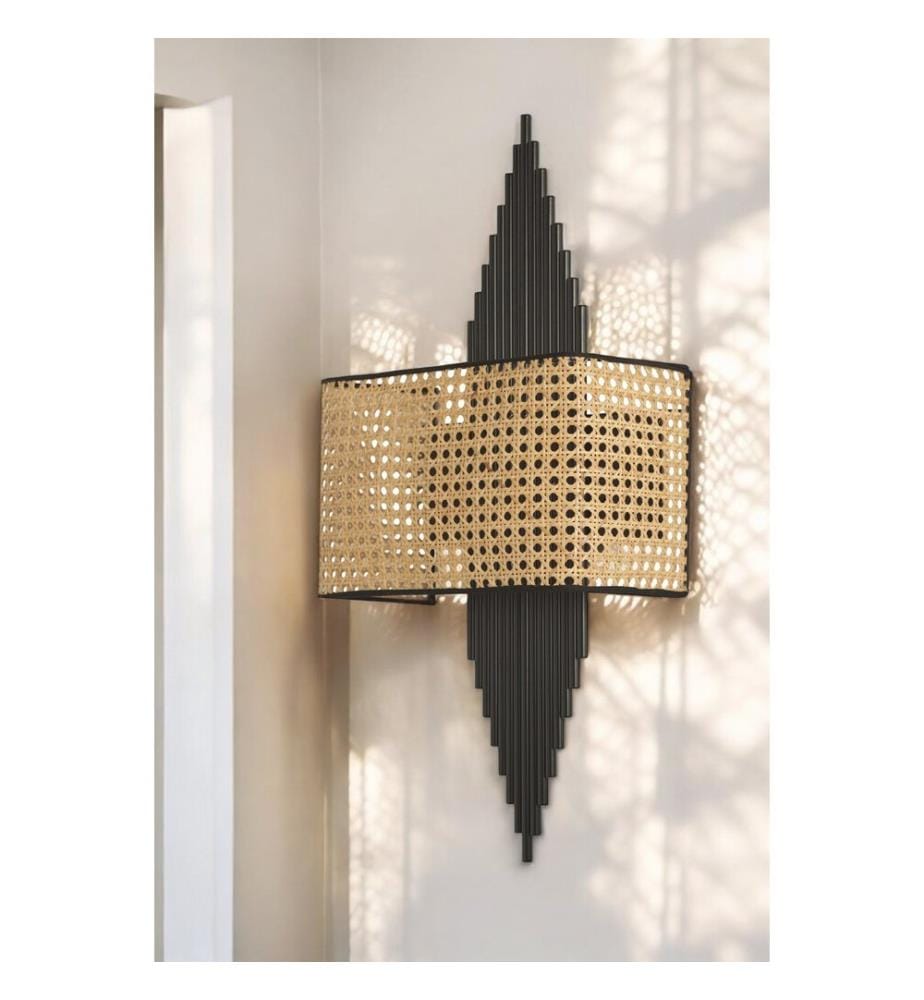 Applique murale, noire, beige, CORPS EN MÉTAL, CAPUCHON EN TISSU