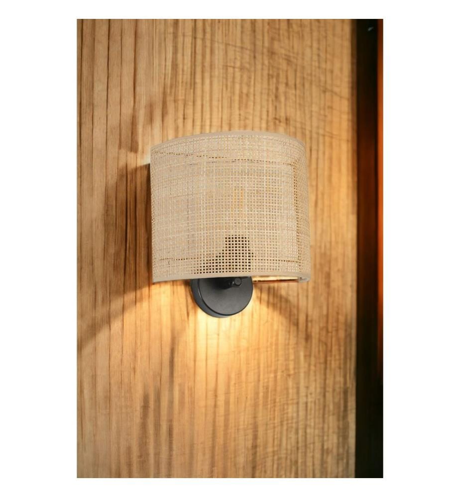 Applique murale, beige, CORPS EN MÉTAL, CAPUCHON EN TISSU