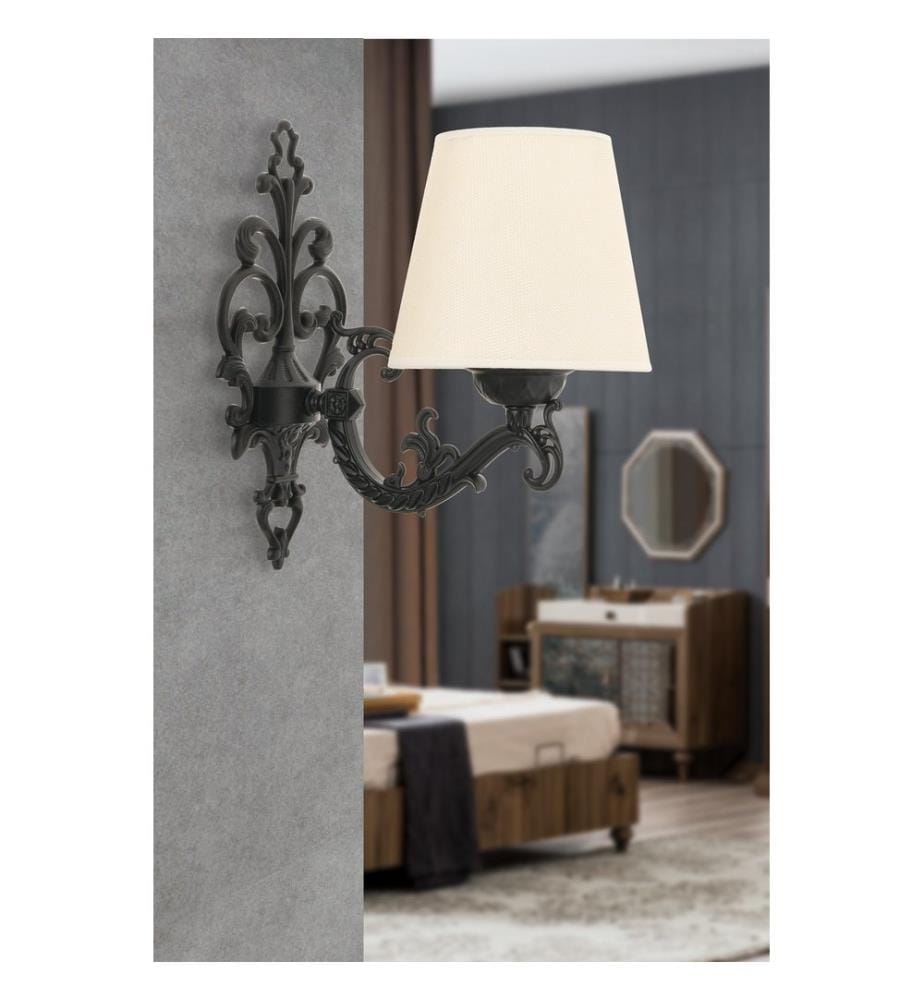 Applique murale, crème, noire, corps en métal, capuchon en PVC