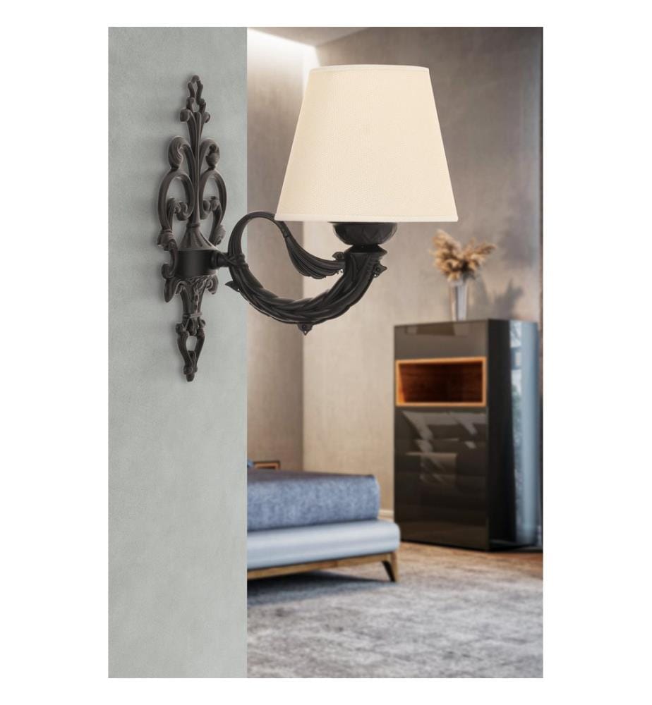 Applique murale, crème, noire, corps en métal, capuchon en PVC