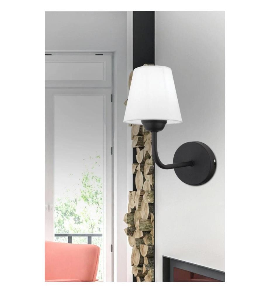 Applique murale, noire, blanche, CORPS EN MÉTAL, capuchon en tissu