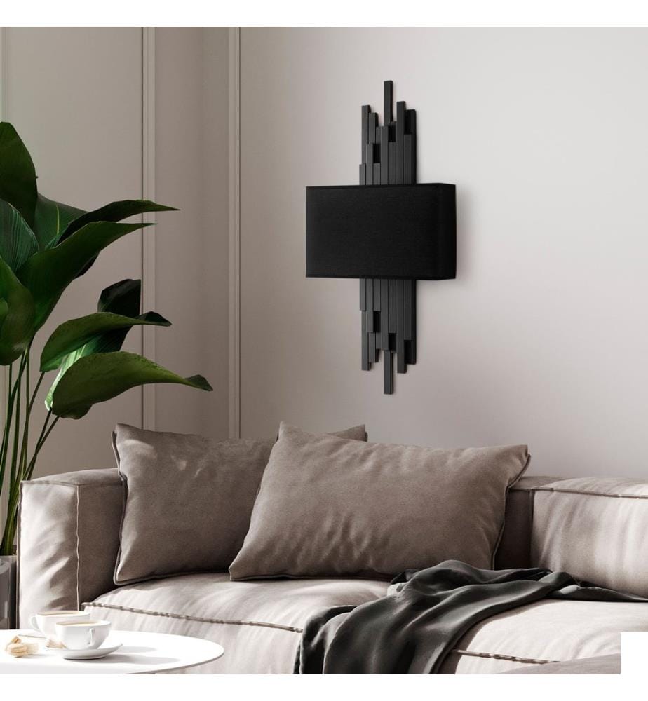 Applique murale, noire, CORPS EN MÉTAL, CAPUCHON EN TISSU