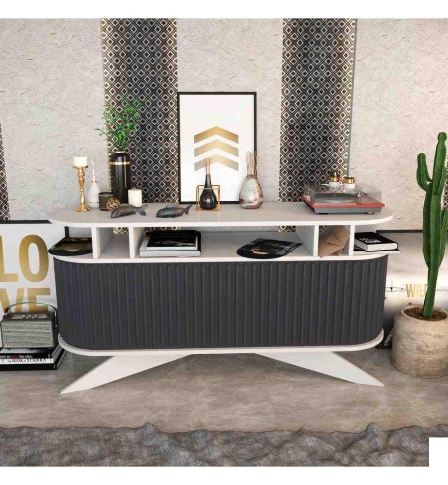 Buffet, Blanc Anthracite, Panneau de particules mélaminé