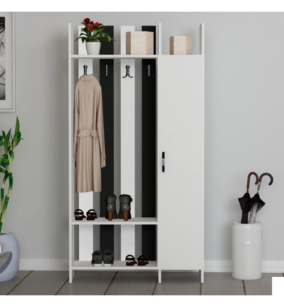 Hall Stand, Blanc Anthracite, Panneau de particules mélaminé