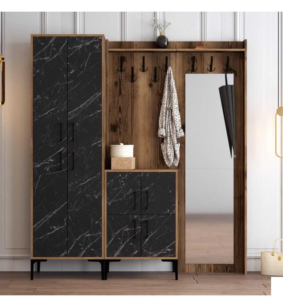 Hall Stand, Noyer Noir, Panneau de particules mélaminé
