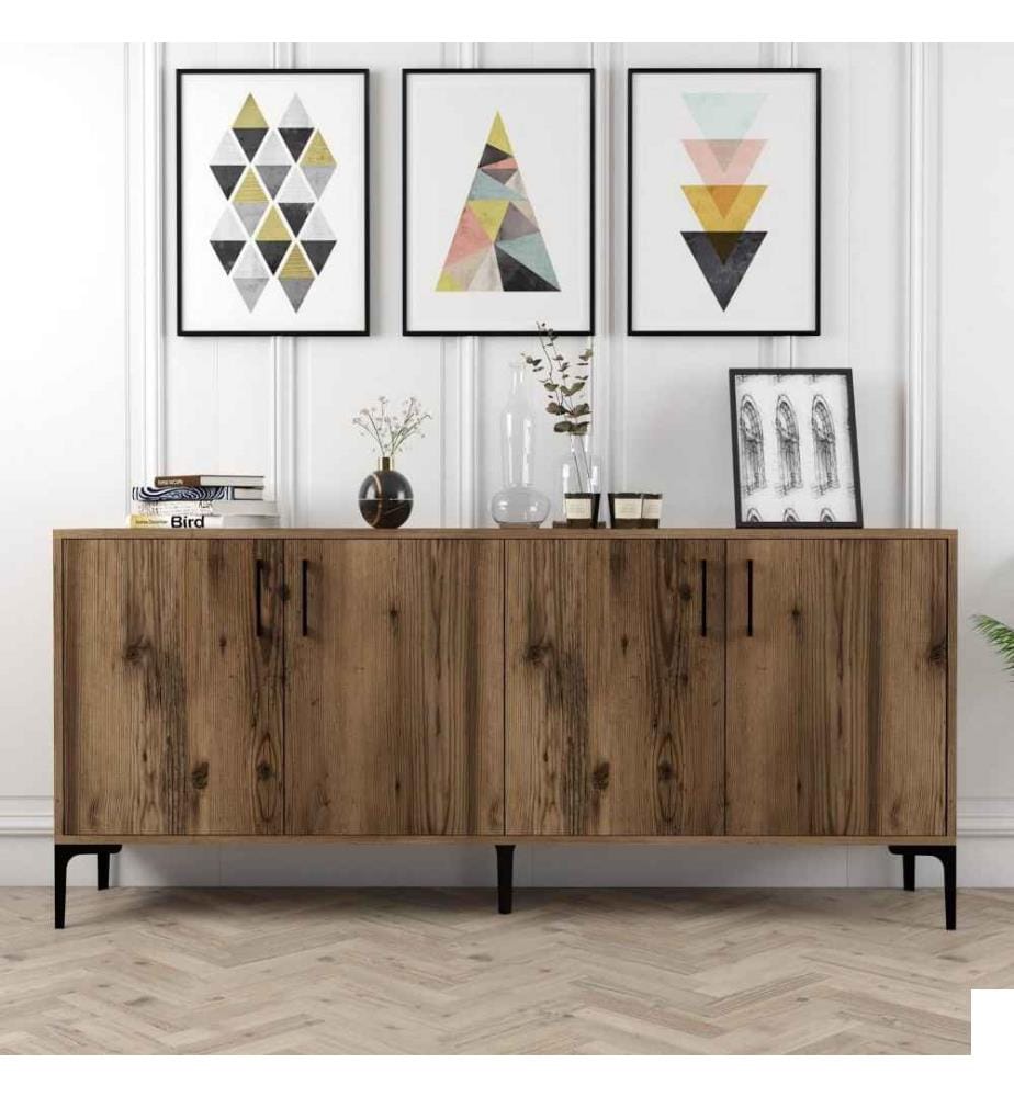 Console, noyer, panneau de particules mélaminé