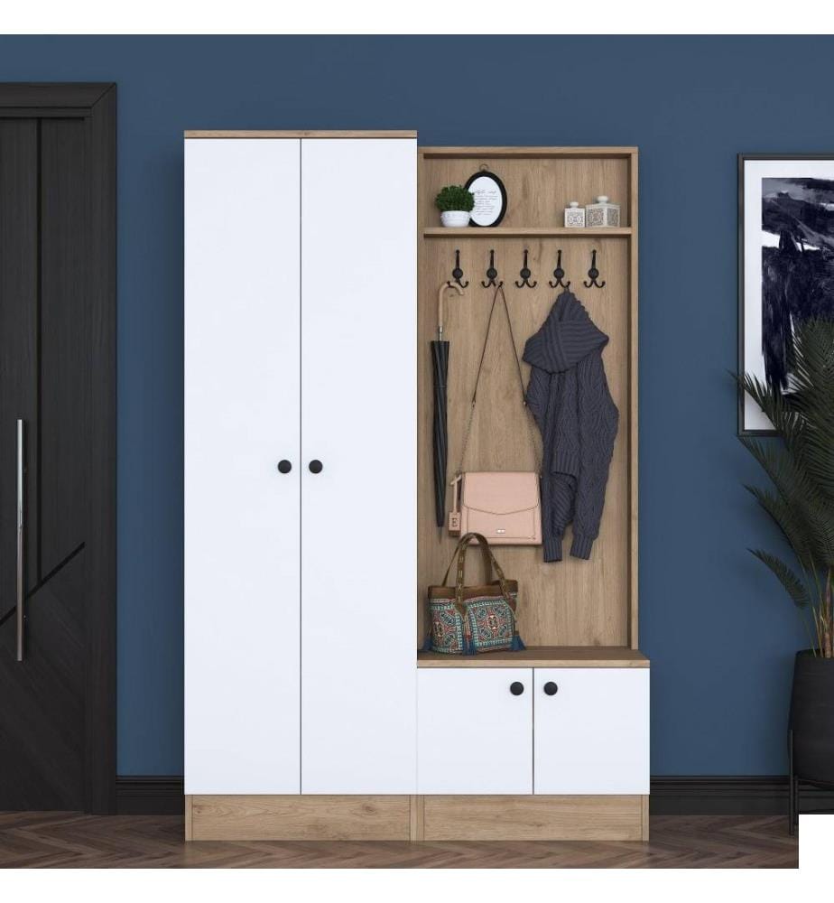 Hall Stand, Noyer Blanc, Panneau de particules mélaminé