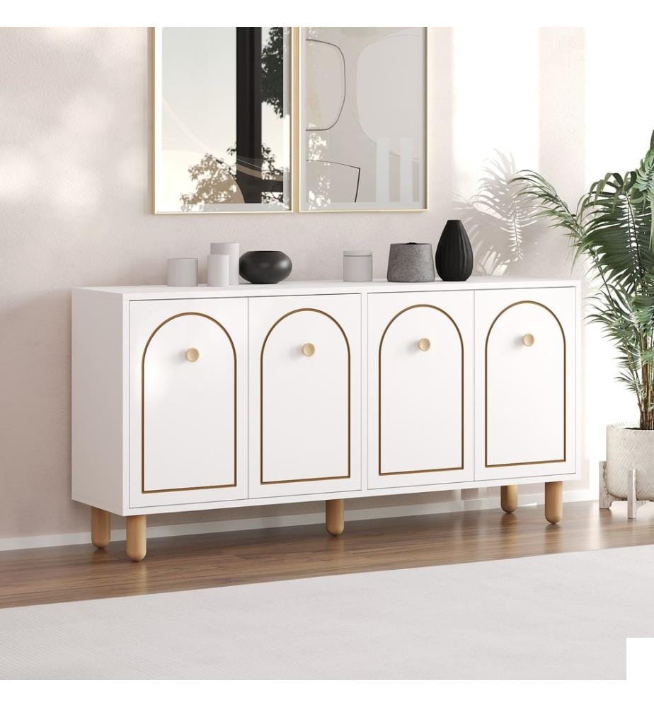 Console, blanc, panneau de particules 100 % mélaminé
