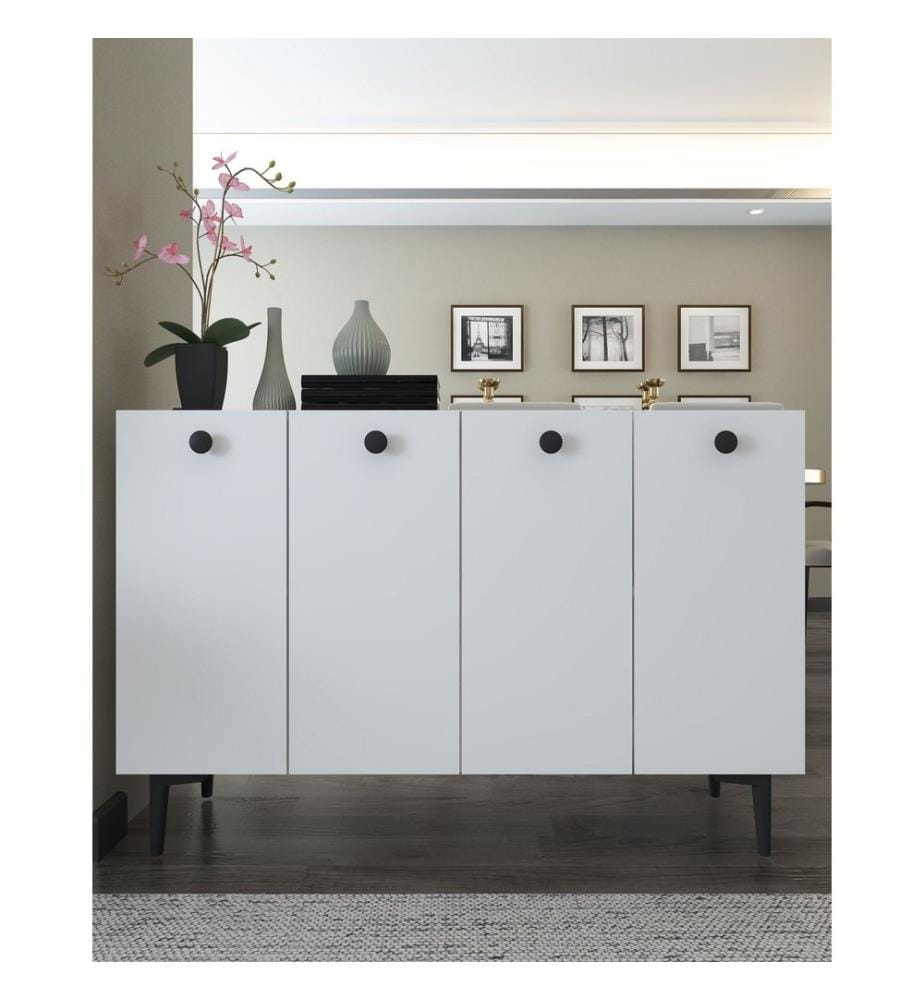 Console, blanc, noir, PANNEAU DE PARTICULES ENTIÈREMENT RECOUVERT DE MÉLAMINE