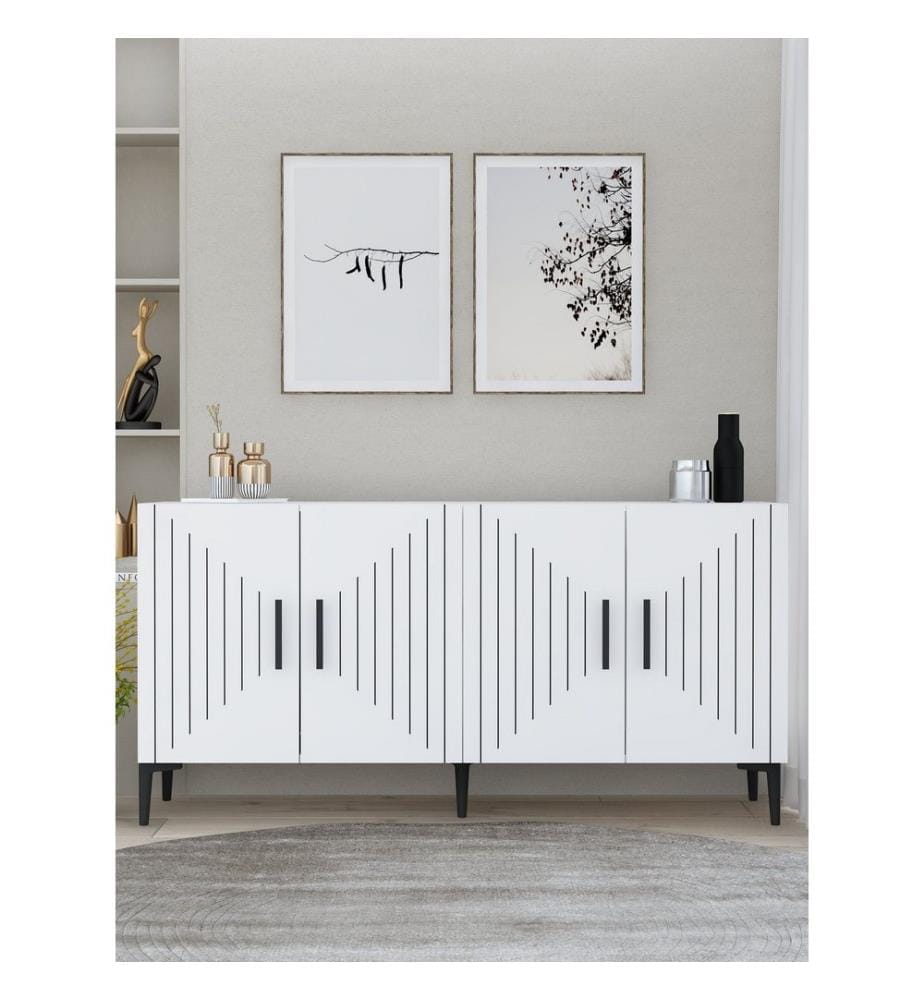 Console, blanc, PANNEAU DE PARTICULES ENTIÈREMENT RECOUVERT DE MÉLAMINE
