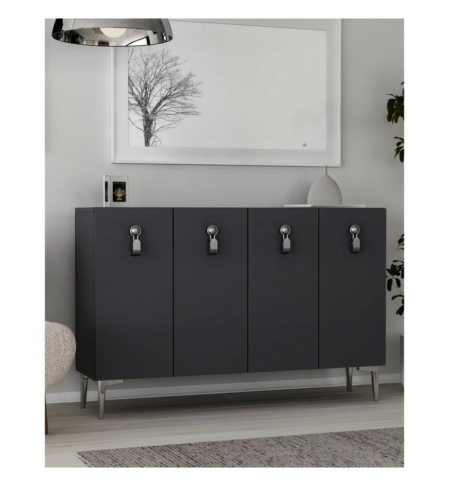 Console, anthracite, argenté, panneau de particules 100 % mélaminé