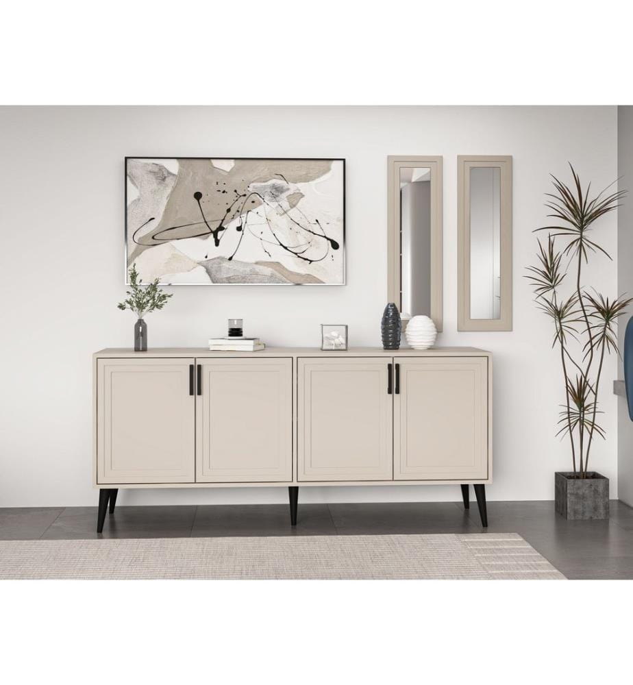 Console, grès, PANNEAU DE PARTICULES 100 % REVÊTU DE MÉLAMINE, miroir
