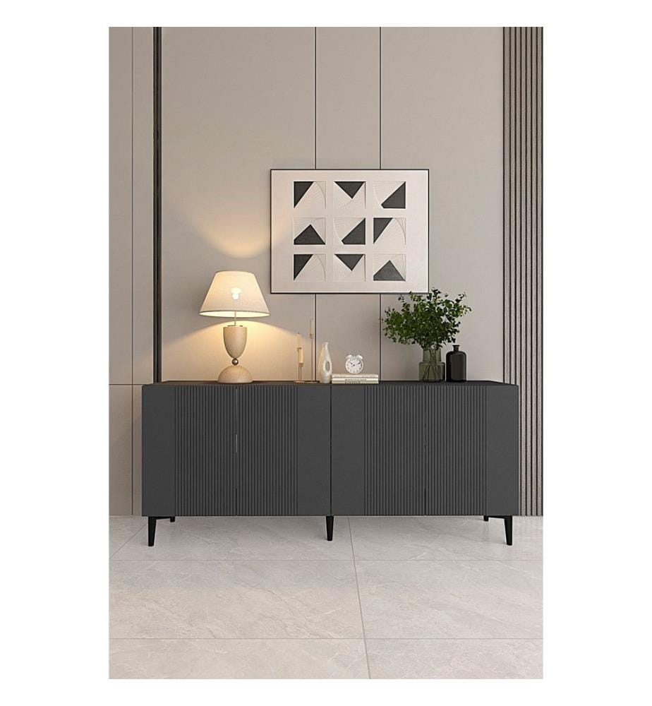 Console, anthracite, PANNEAU DE PARTICULES ENTIÈREMENT RECOUVERT DE MÉLAMINE