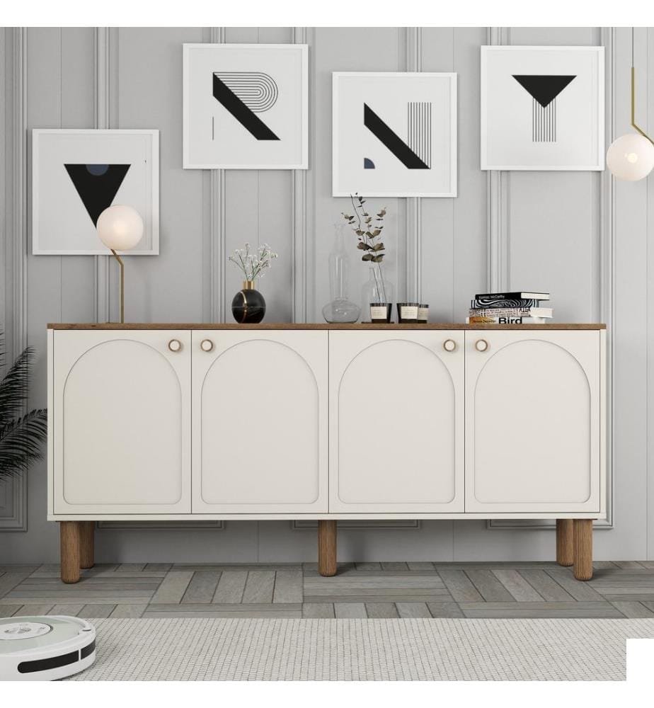 Console, crème, panneau de particules 100 % mélaminé