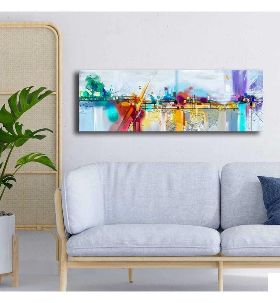 Peinture décorative sur toile, Multicolore, 100% toile, cadre en bois de pin