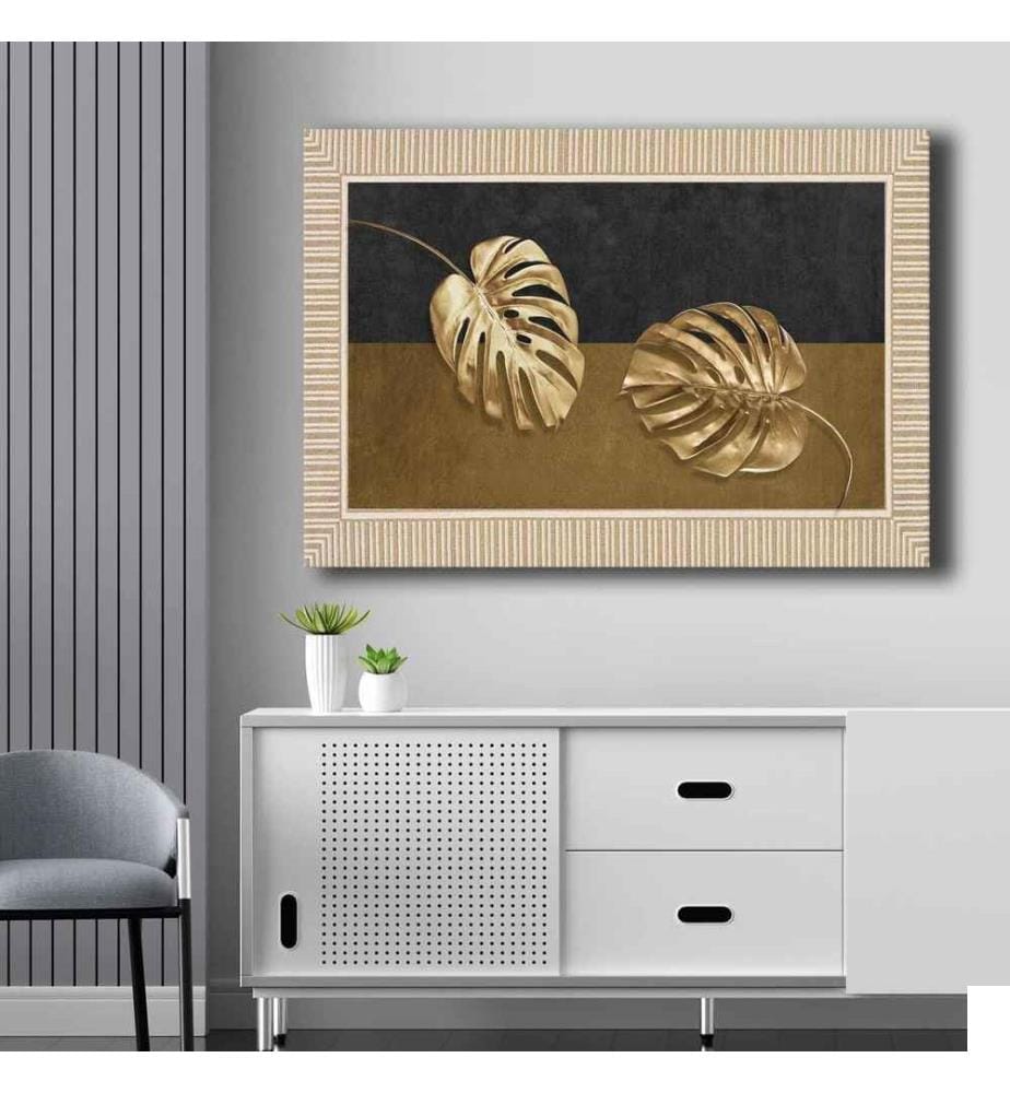 Peinture décorative sur toile, camel, noir, 100% toile, cadre en bois de pin