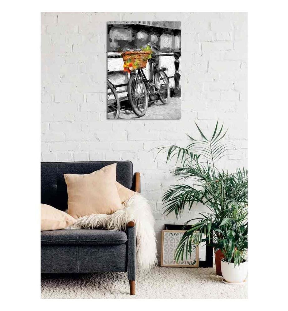 Peinture décorative sur toile, multicolore, 60% coton - 40% polyester, cadre en bois