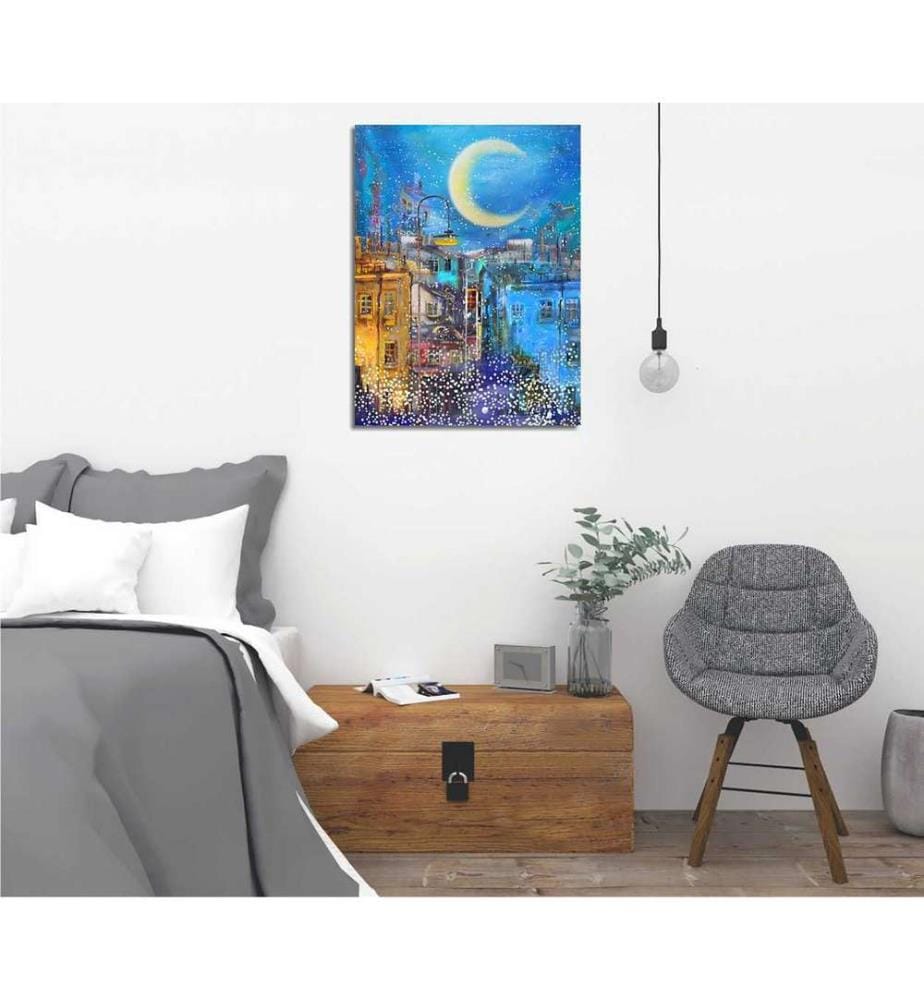 Peinture décorative sur toile, multicolore, 60% coton - 40% polyester, cadre en bois