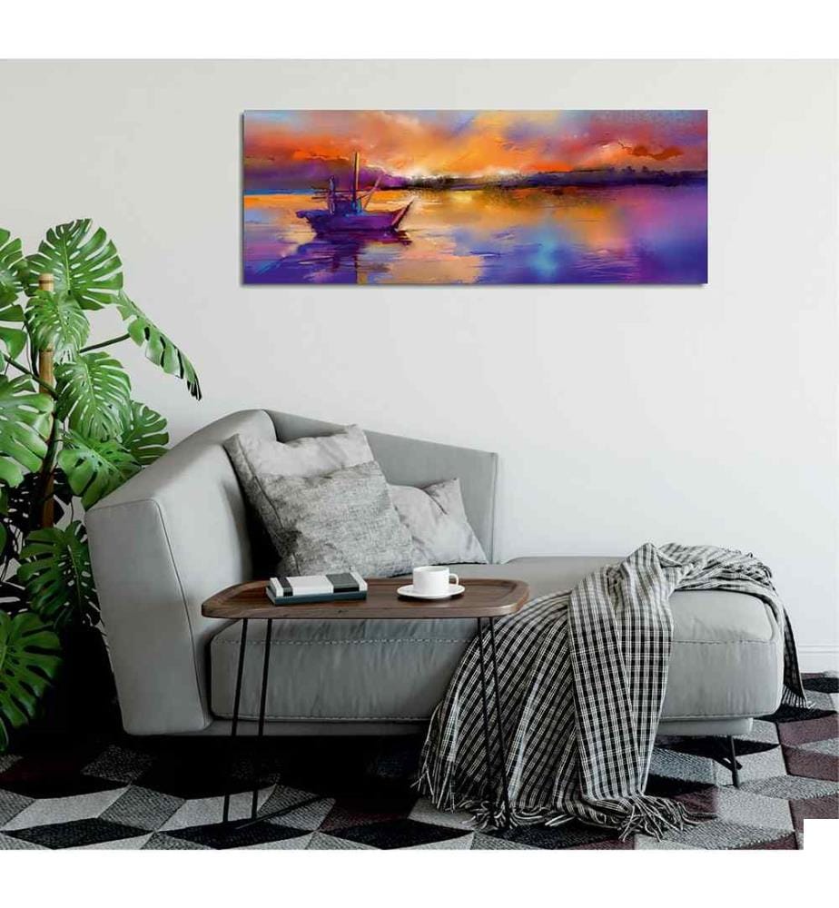 Peinture décorative sur toile, multicolore, 60% coton - 40% polyester, cadre en bois
