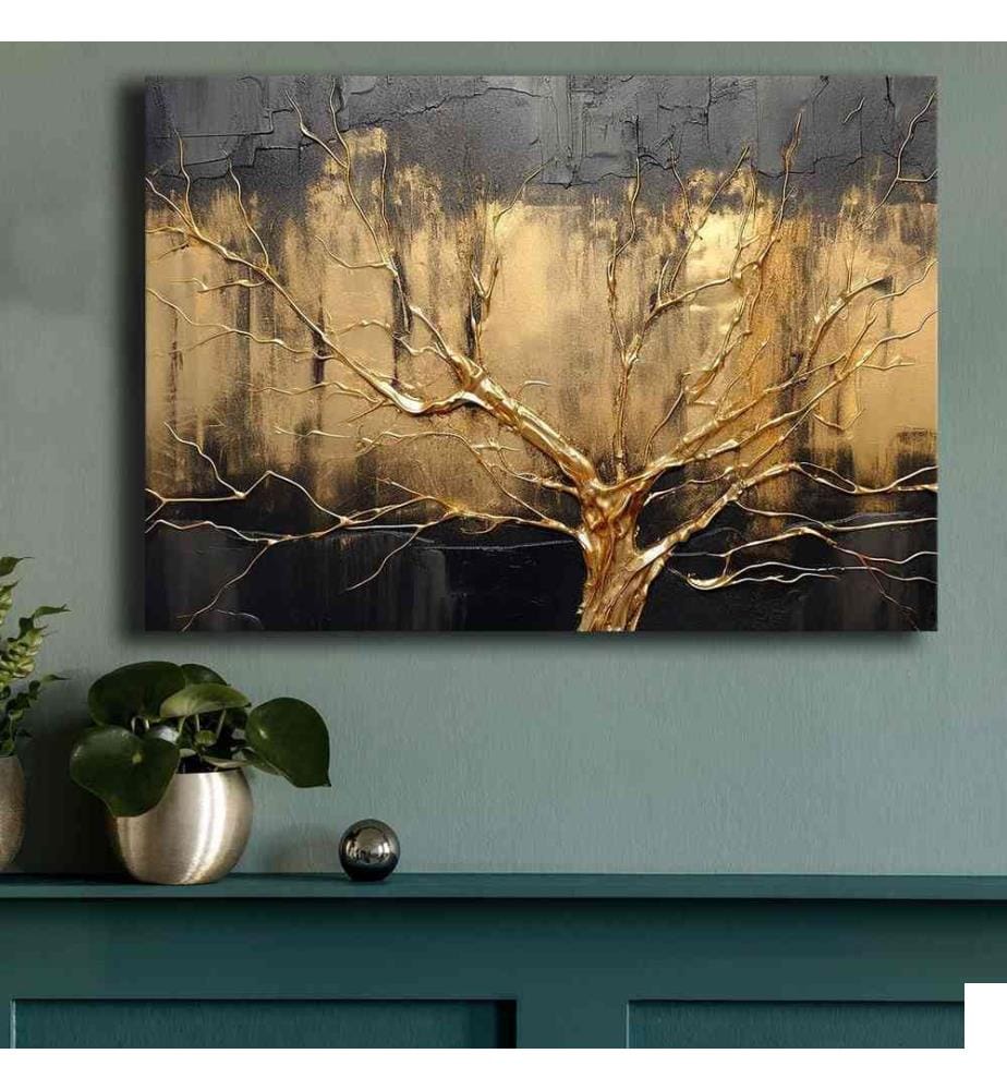 Peinture décorative sur toile, Multicolore, 100% toile, cadre en bois de pin
