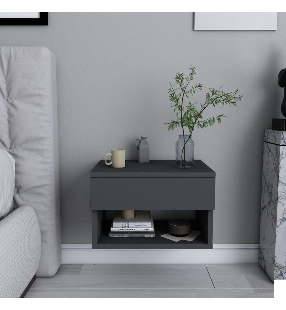 Anthracite, Tables De Chevet Et Armoires, 31,9X44.6X29 cm, Plaque De Particules Recouvertes De Mélamine