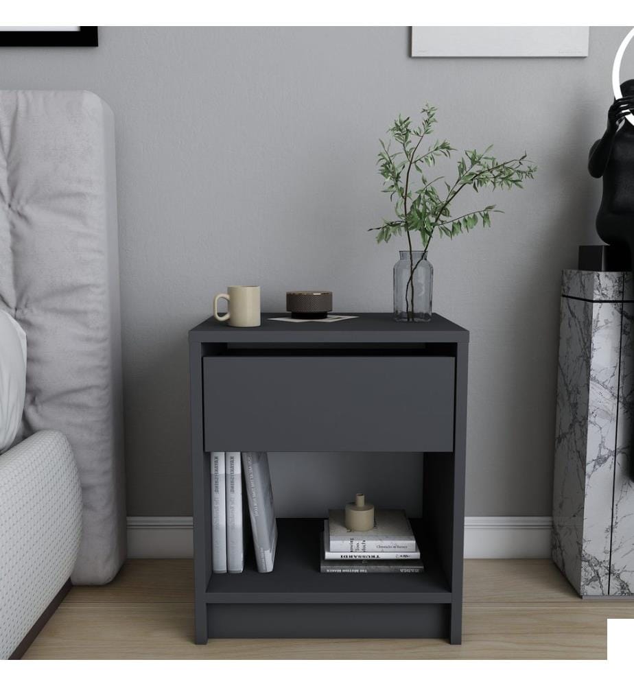 Anthracite, Tables De Chevet Et Armoires, 52,8X44.6X35,9 cm, Plaque De Particules À Couche En Mélamine