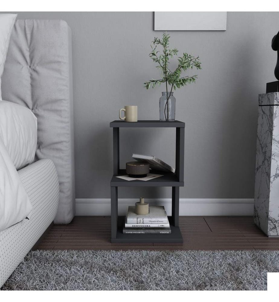 Anthracite, Tables De Chevet Et Armoires, 49.4X29.6X29,6 cm, Plaque De Particules Recouvertes De Mélamine