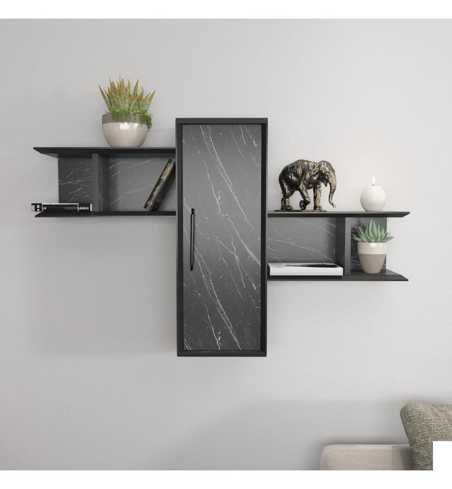 Noir, Étagères Murales, 51,8X118,6X35 cm, Plaque De Particules Enrobée De Mélamine