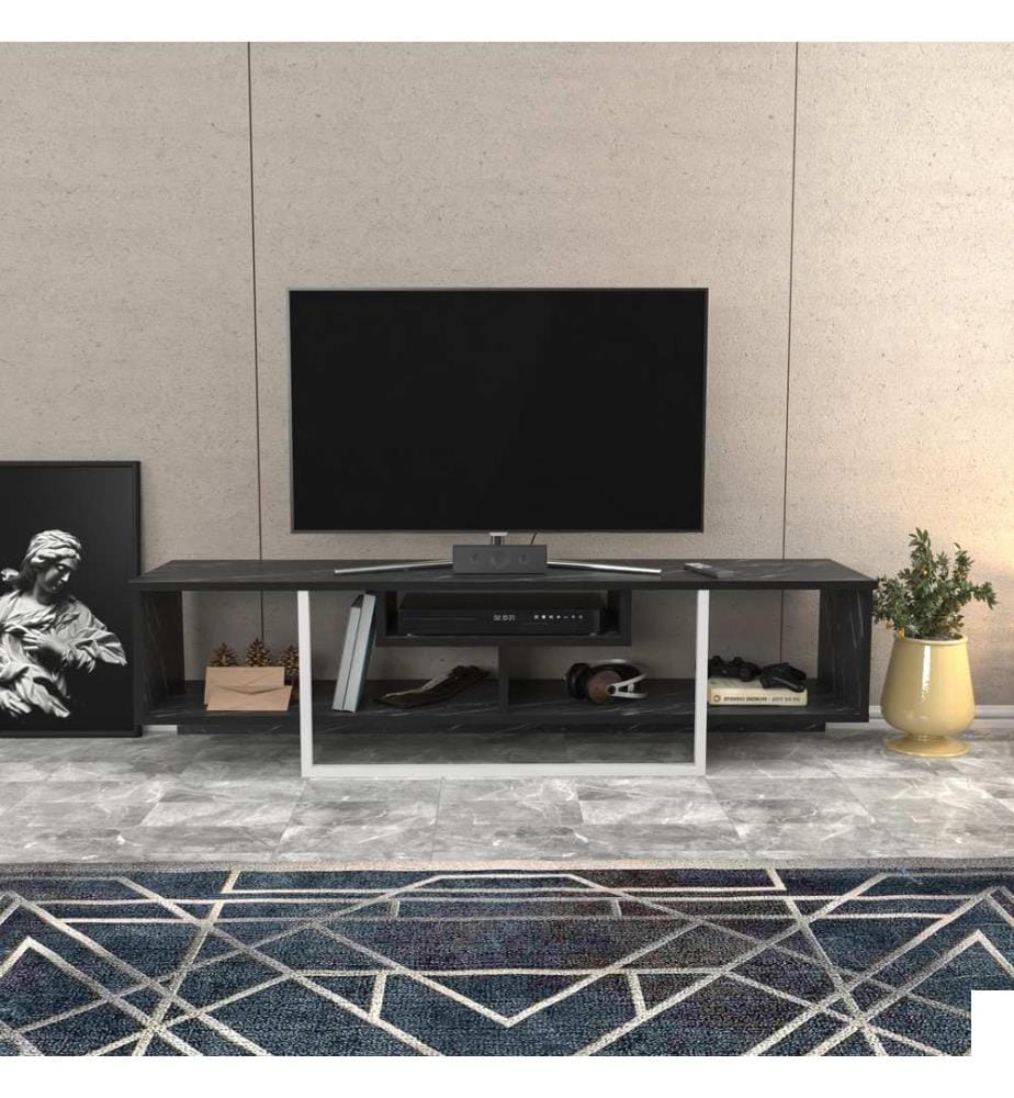 Noirs, Blancs, Armoires Tv, 40X150X35,2 cm, Plaque De Particules Enrobée De Mélamine