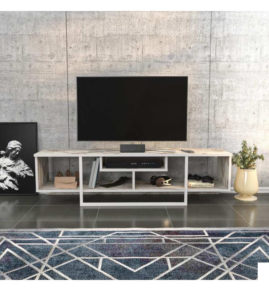 Blancs, Armoires Tv, 40X150X35,2 cm, Plaque De Particules Enrobée De Mélamine
