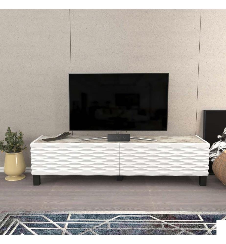 Blanc, Armoires Tv, 38X149.2X35 cm, Plaque De Particules Enrobée De Mélamine