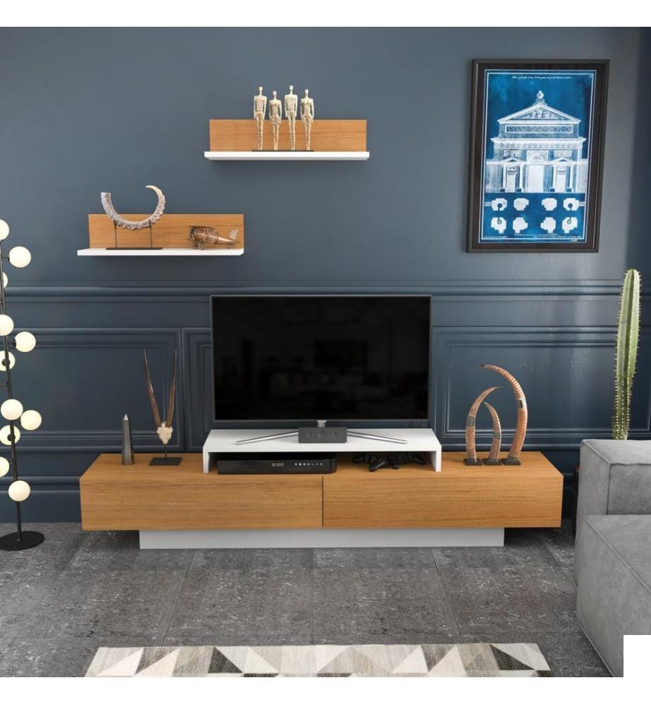 Blanc, Armoires Tv, 40X180X31 cm, Plaque De Particules Enrobée De Mélamine