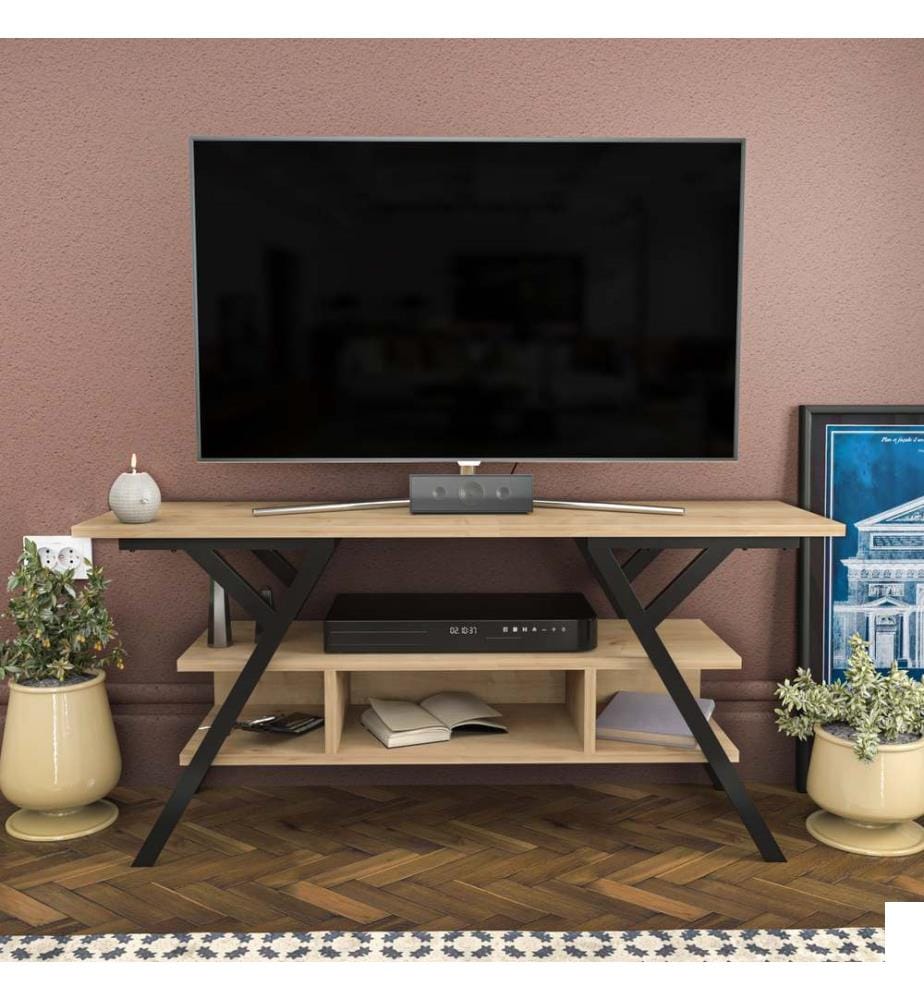 Noir, Chêne, Armoires De Télévision, 55X120X35 cm, Plaque De Particules À Revêtement En Mélamine