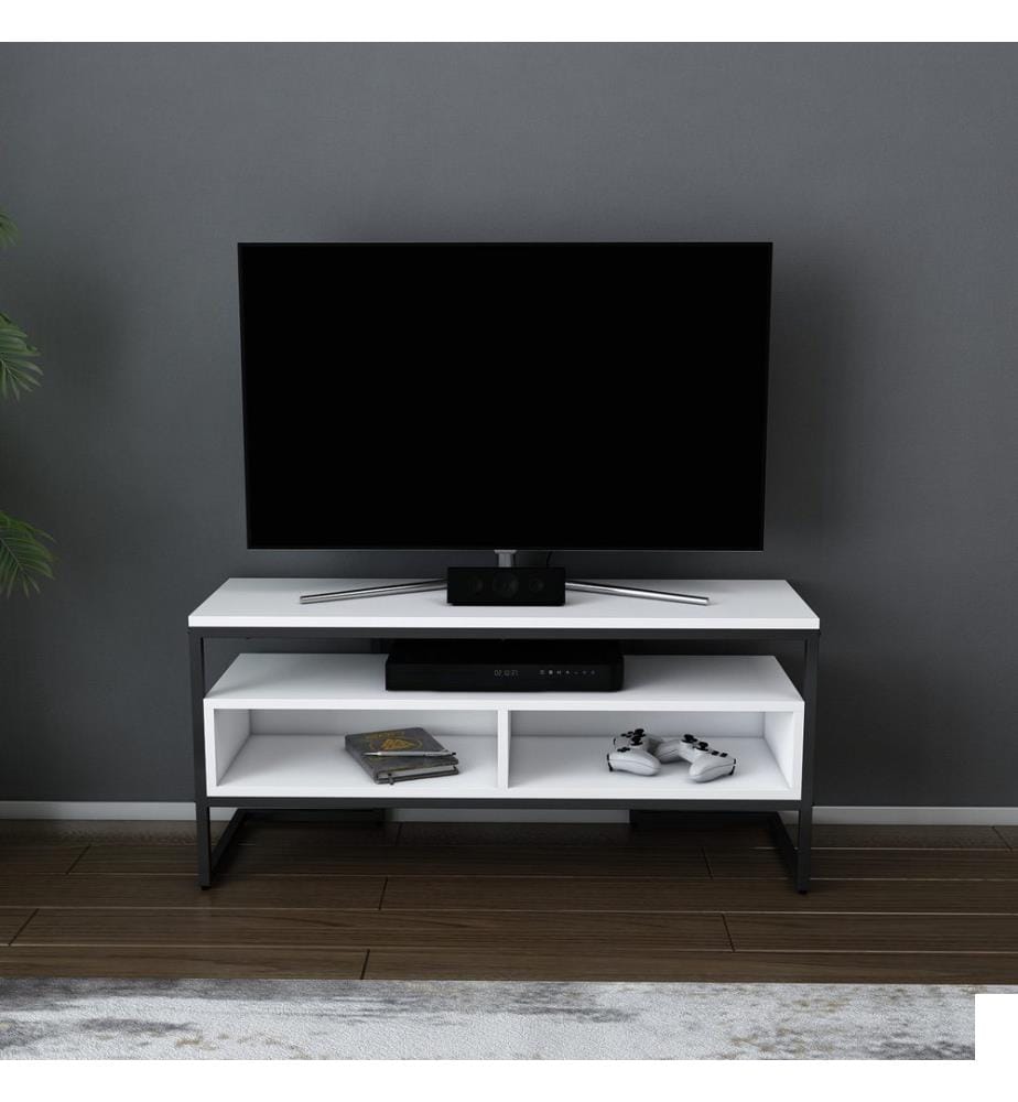 Noir, Blanc, Armoires Tv, 49,9X110X35 cm, Plaque De Particules Enrobée De Mélamine