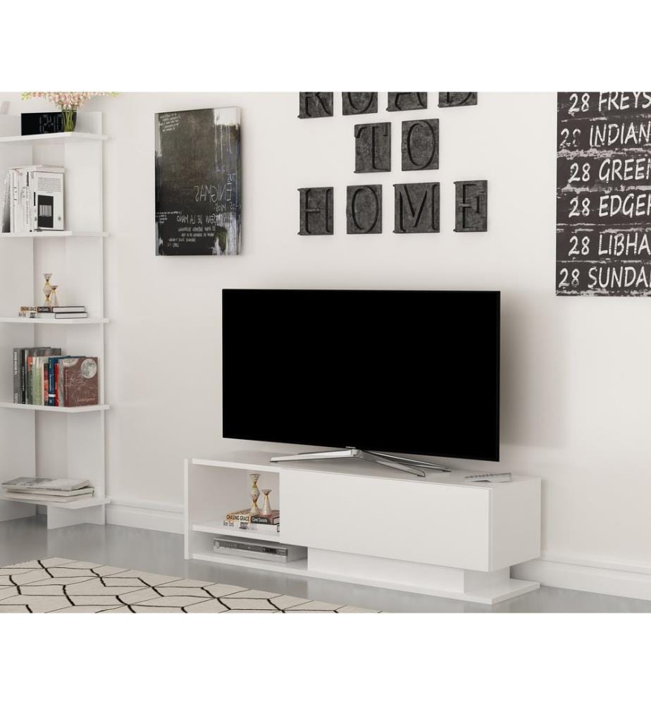 Blancs, Armoires Tv, 35X120X31,8 cm, Plaque De Particules Enrobée De Mélamine