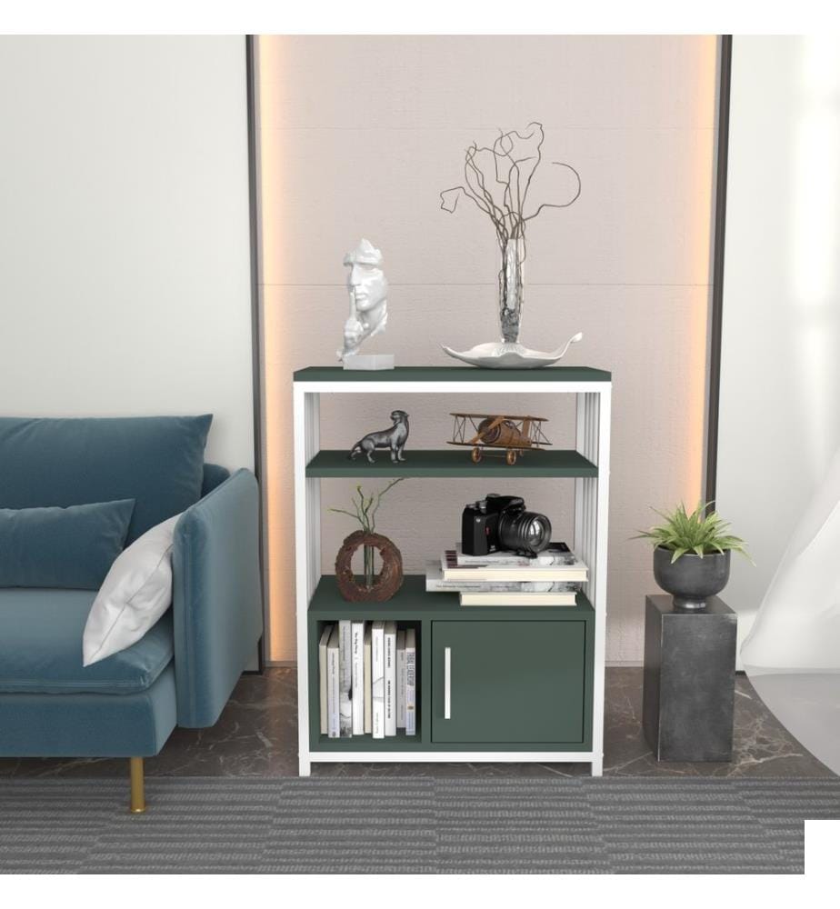 Bibliothèque, vert, blanc, panneau de particules mélaminé