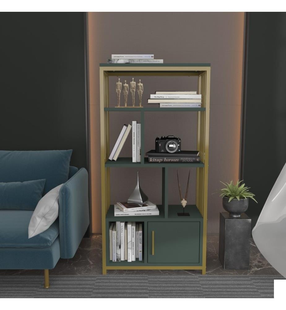 Etagère, Vert, Or, Panneau de particules mélaminé