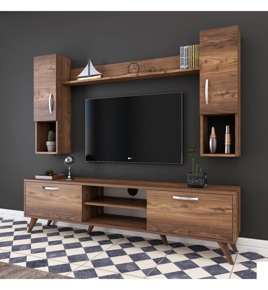 Couleur Noyer, Armoires Tv, 48,6X180X35 cm, Plaque De Particules À Revêtement En Mélamine