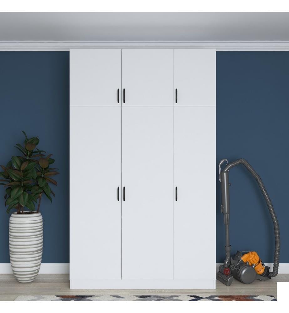Blanc, Armoires, 239X145X55 cm, Plaque De Particules Enrobée De Mélamine