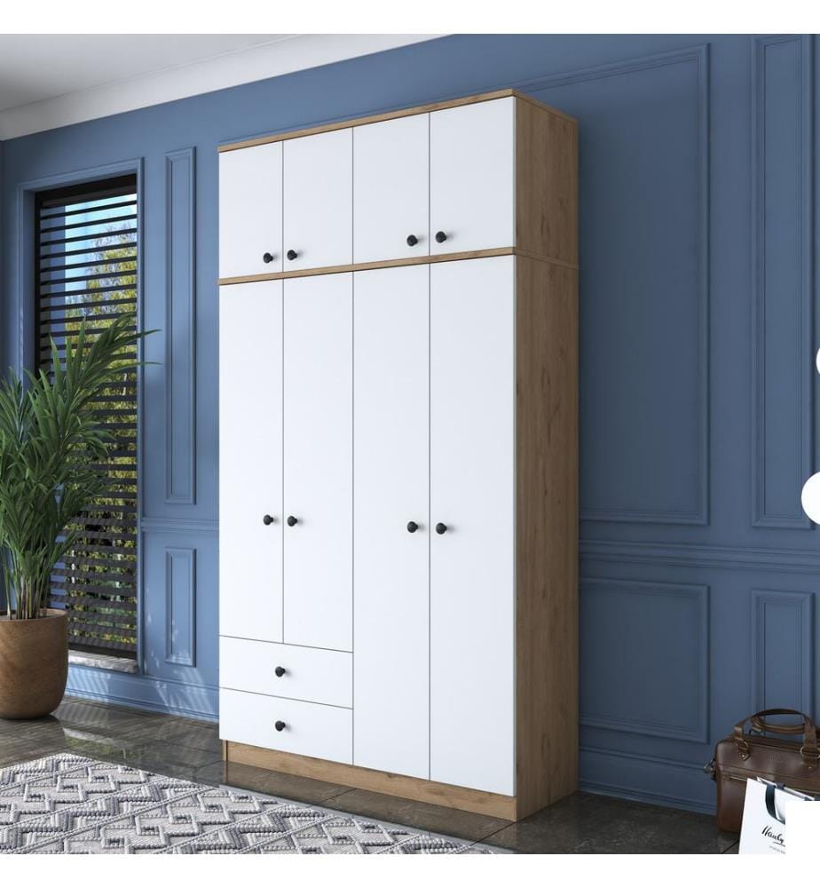 Armoire, noyer, blanc, panneau de particules mélaminé