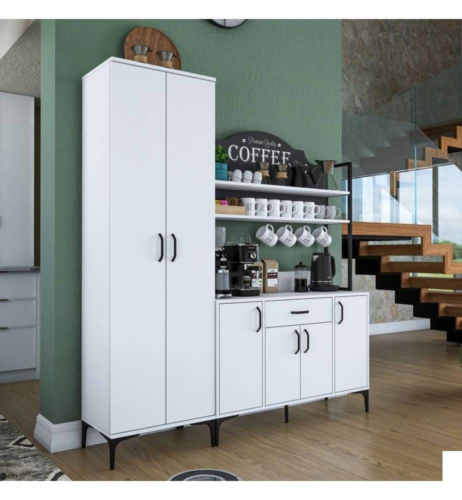 Armoire multi-usages, blanc, mélaminé E1 Quality Chipboard