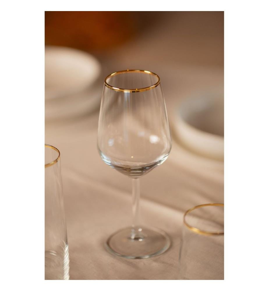 Set de verres à vin, 4 pièces, or, transparent, 100% VERRE