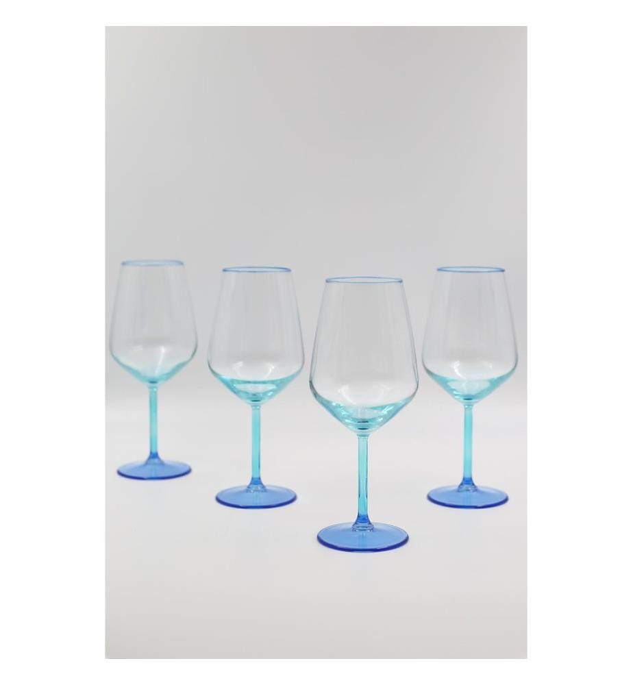 Set de verres à vin, 4 pièces, bleu, turquoise, 100% VERRE