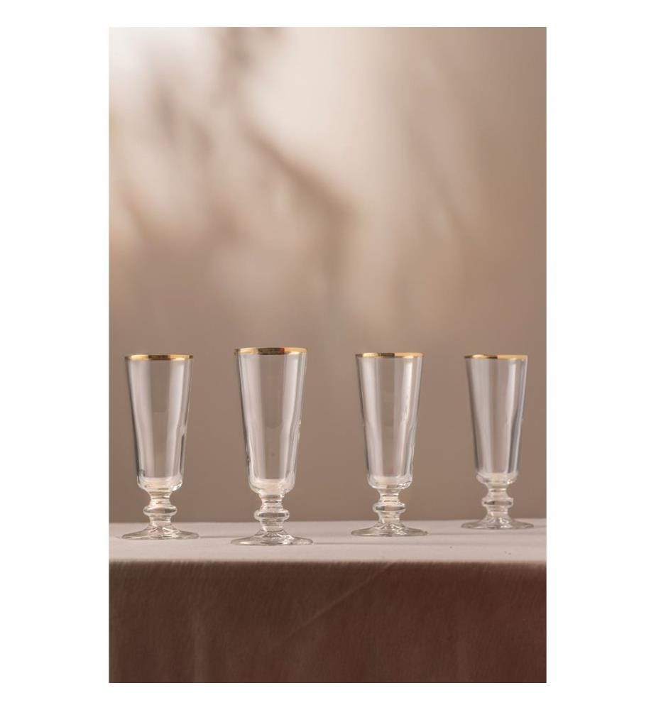 Set de verres à vin, 4 pièces, or, transparent, 100% VERRE