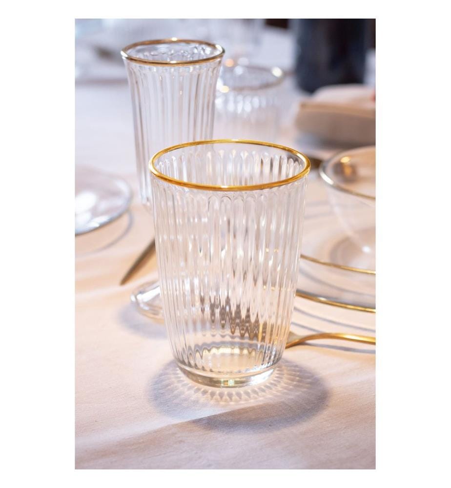 Set de verres, 4 pièces, or, transparent, 100% VERRE