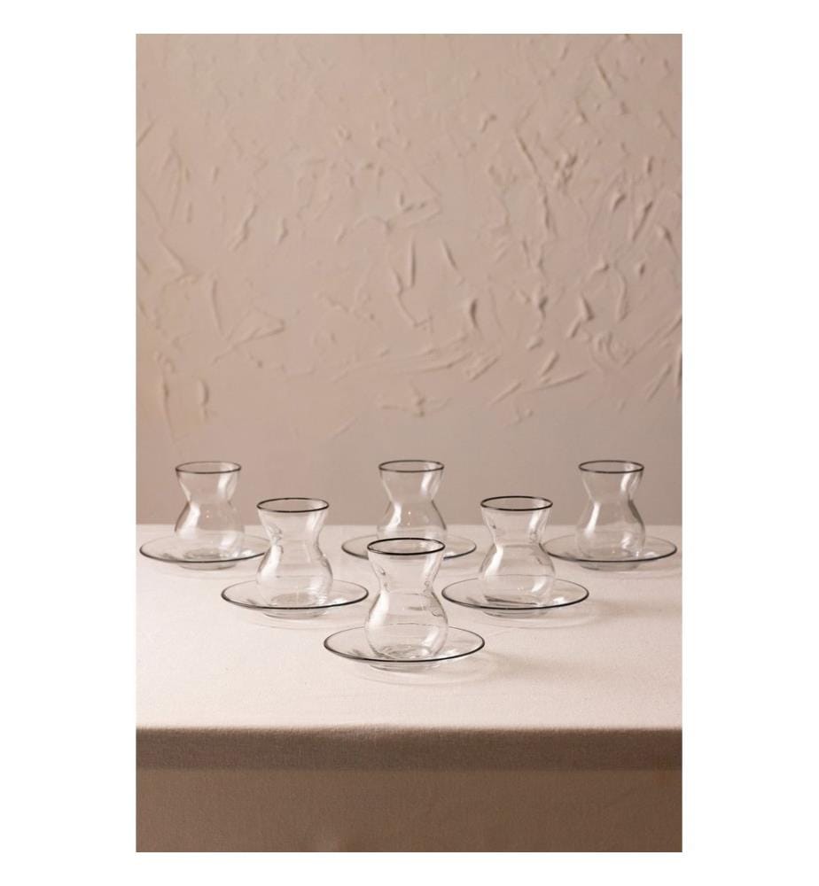 Set de verres à thé, 12 pièces, noir, 100% VERRE