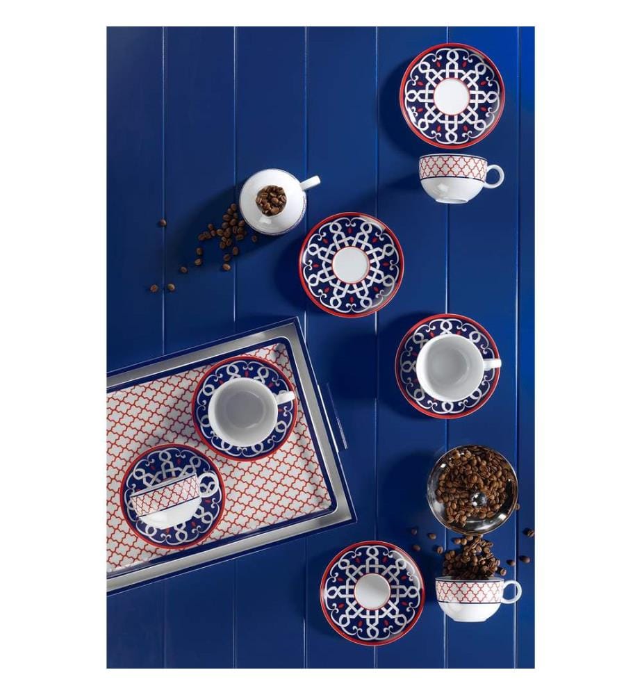 Set de tasses à thé, 12 pièces, Multicolore, Porcelaine