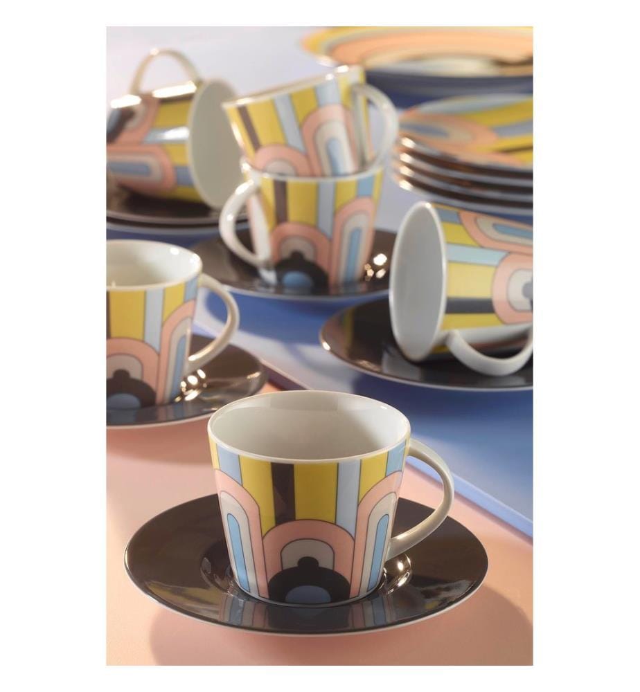 Set de tasses à thé, 12 pièces, Multicolore, Porcelaine
