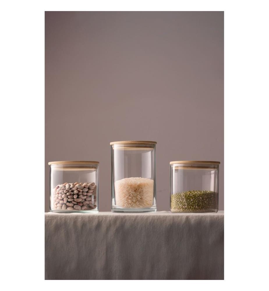 Set de bocaux, 3 pièces, transparent, 100% VERRE